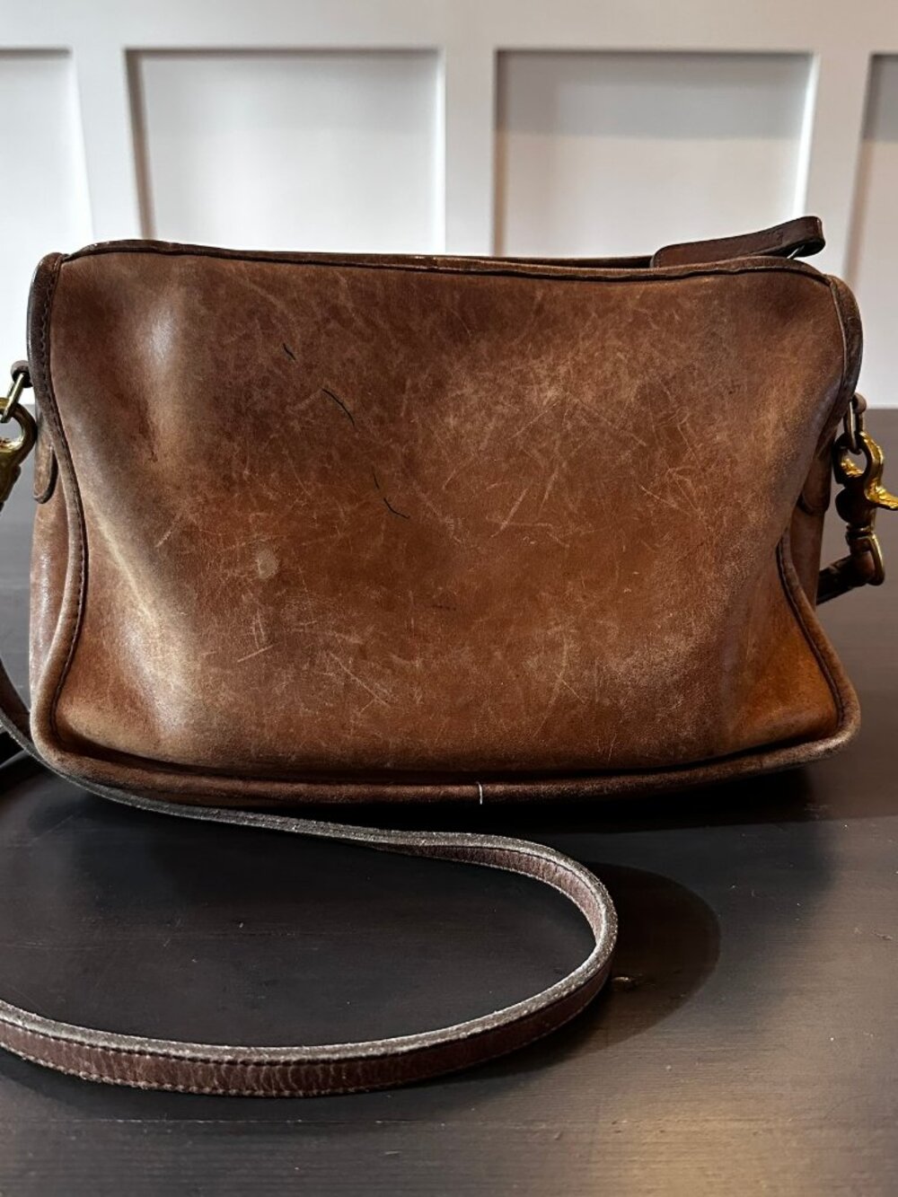 Vintage Coach 983-9607 Brown Glove-Tanned Leather Crossbody Bag, Made in NY